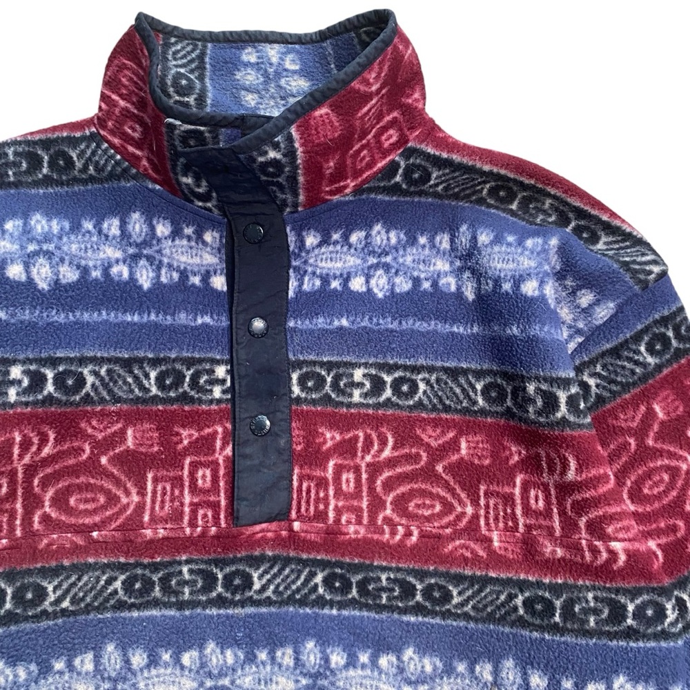 White Sierra VTG Snap T Aztec Fleece Pullover Southwest Print 2XL Sweatshirt AOP